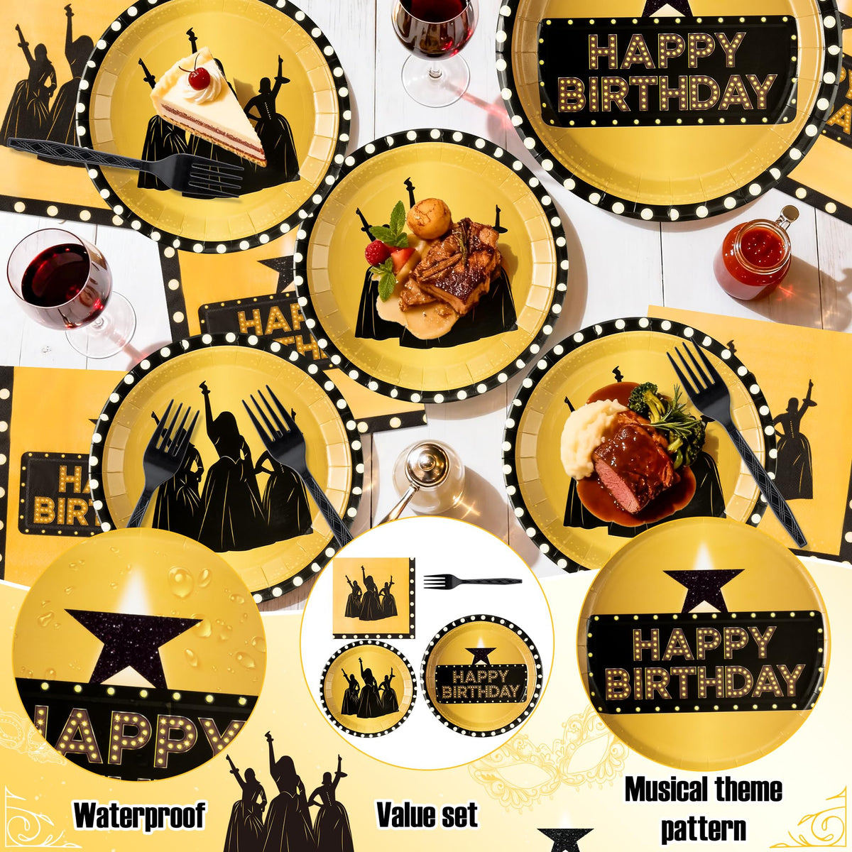 GaofanWai musical star napkins with gold trim add soft absorbent charm