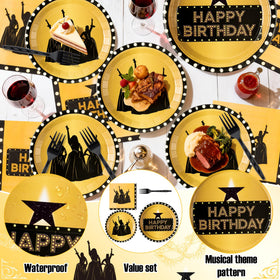 GaofanWai musical star napkins with gold trim add soft absorbent charm