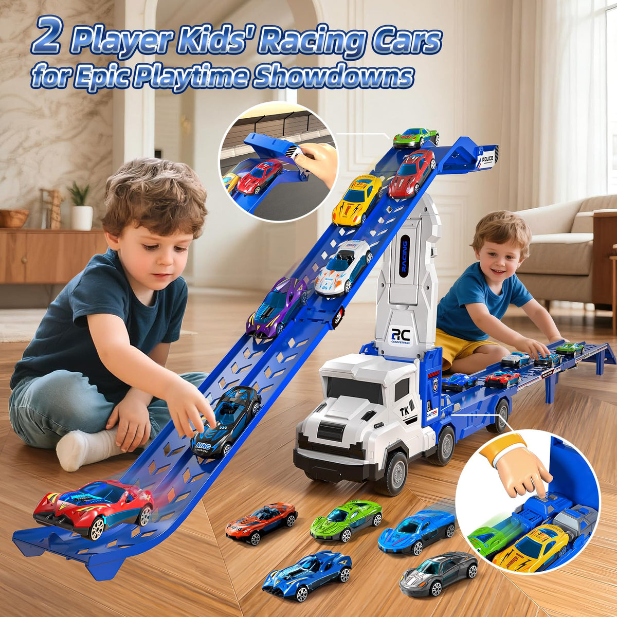 Garbo Star built-in track system keeps cars aligned for stable racing
