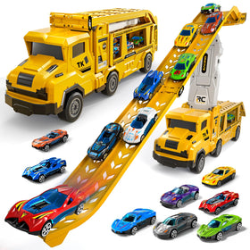 Garbo Star transport truck with yellow dual-track for engaging loading and racing play.