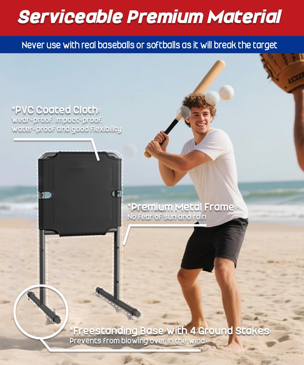 Garbuildman freestanding base enables portable pitching practice