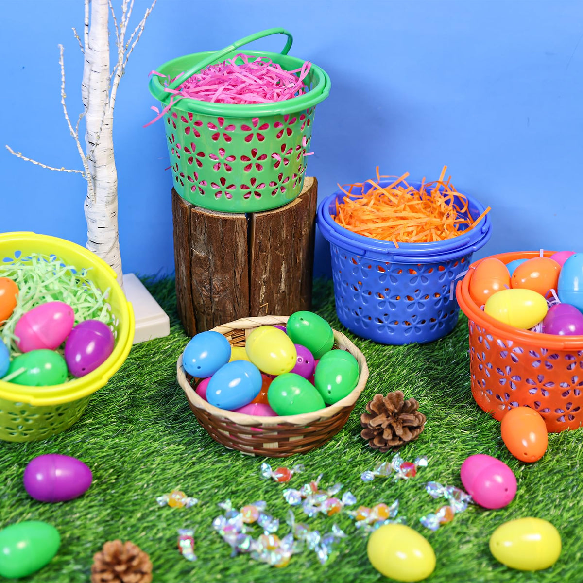 Garma colorful rose green yellow purple orange blue baskets brighten celebrations.