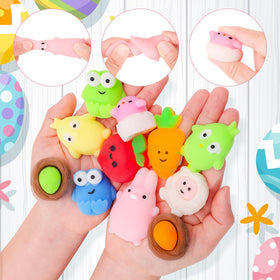 Colorful Garma eggs with tattoos and squishies for Easter hunts