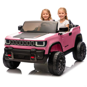 Garvee 24V licensed ride-on car front-angle view with LED headlights for outdoor fun.