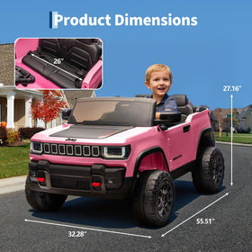 Garvee ride-on car on grass and driveway demonstrating outdoor readiness.