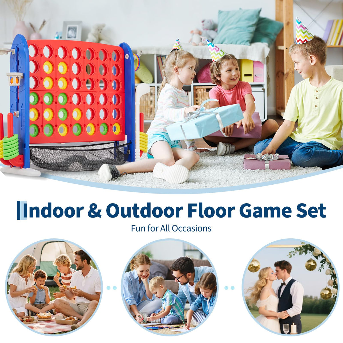 Garvee Giant 4-in-a-Row portable set for easy transport and storage.