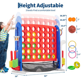Garvee Giant 4-in-a-Row height adjustment, fitting kids and adults for inclusive play.