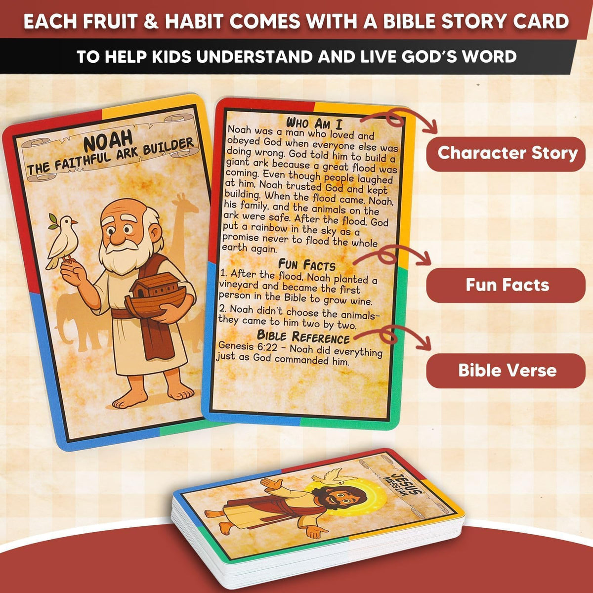Garybank Bible-character-story-cards provide simple narratives to reinforce virtues at home