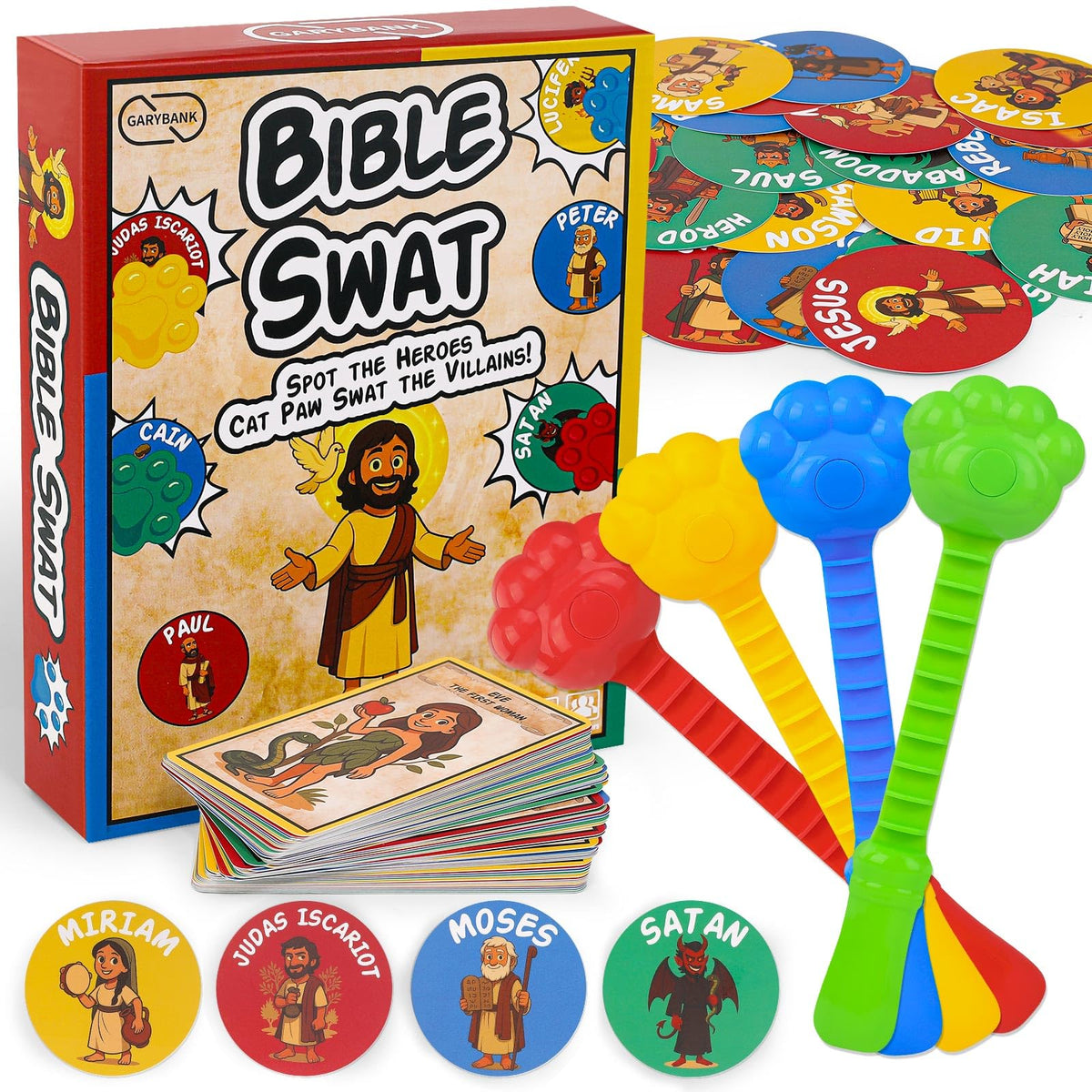 Garybank Bible Swat Game heroes swat action to reinforce Bible stories.