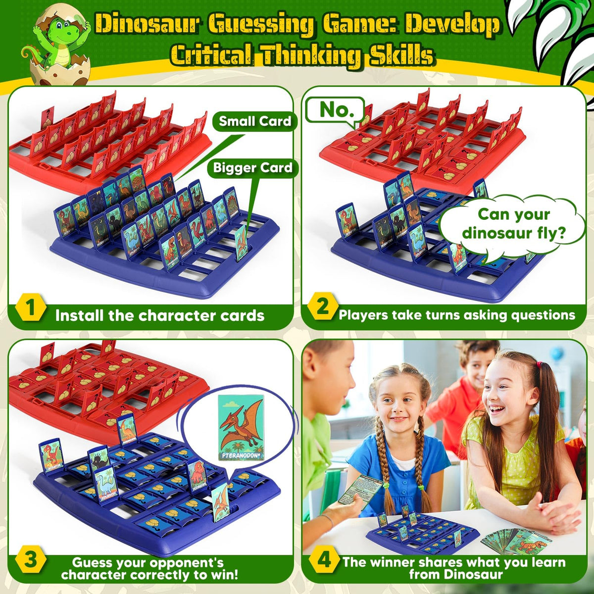 Garybank Dinosaur Guess Card 02 highlighting era and diet for learning