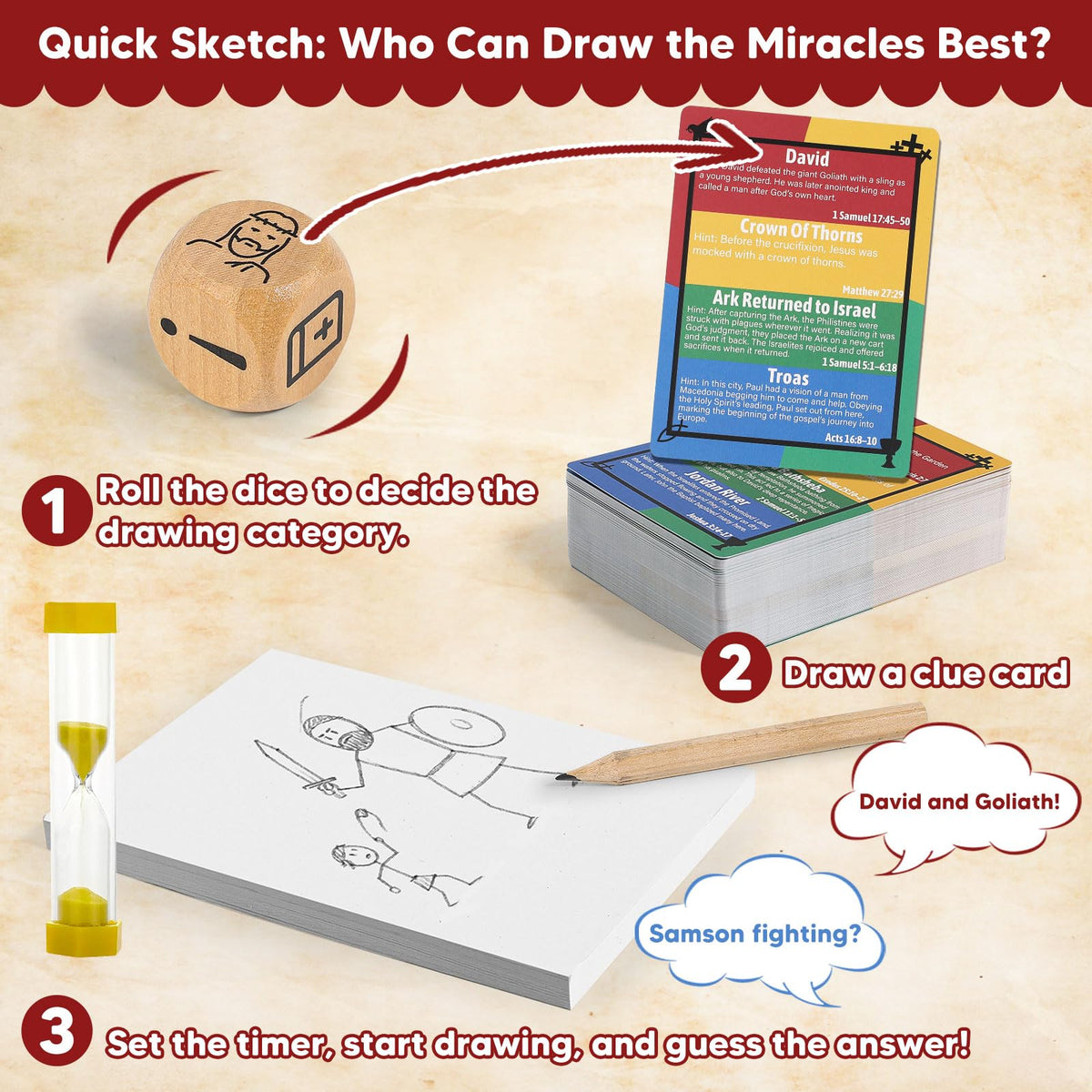 Garybank Draw & Guess clue card with drawing prompt for teammates.