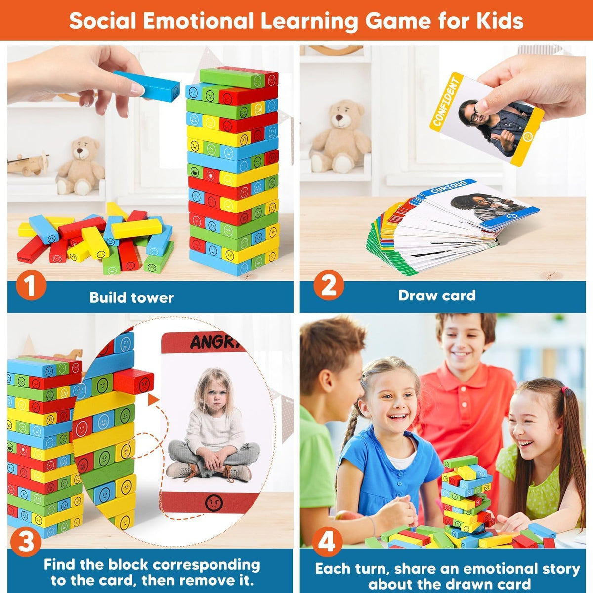 Garybank Emotion Tower kids playing setup supports imaginative storytelling and social skill learning.