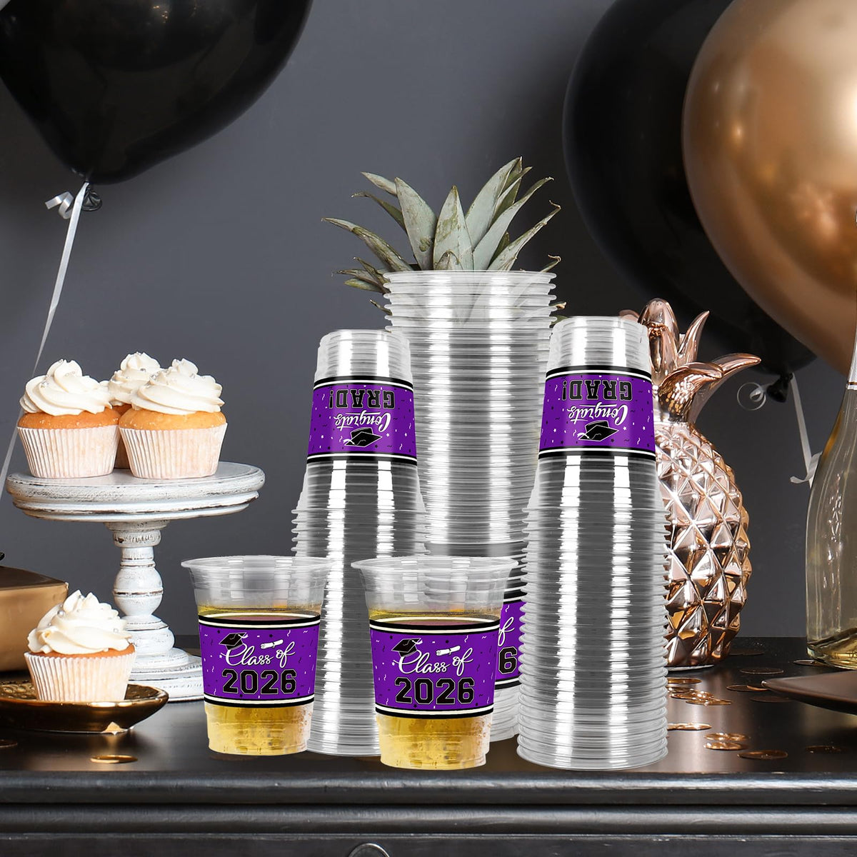 Gatherfun 100pcs grad cups for bulk party setup and convenient cleanup.