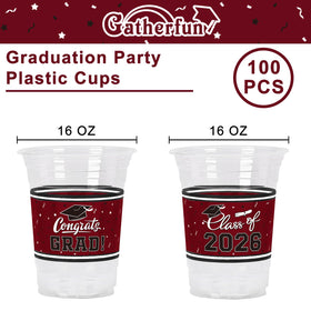 Gatherfun 16oz congrats grad cups, side view for festive beverage service.