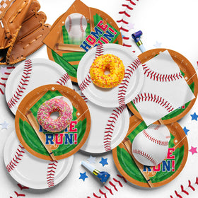 Gatherfun baseball party table setup for a coordinated, game-ready tablescape.