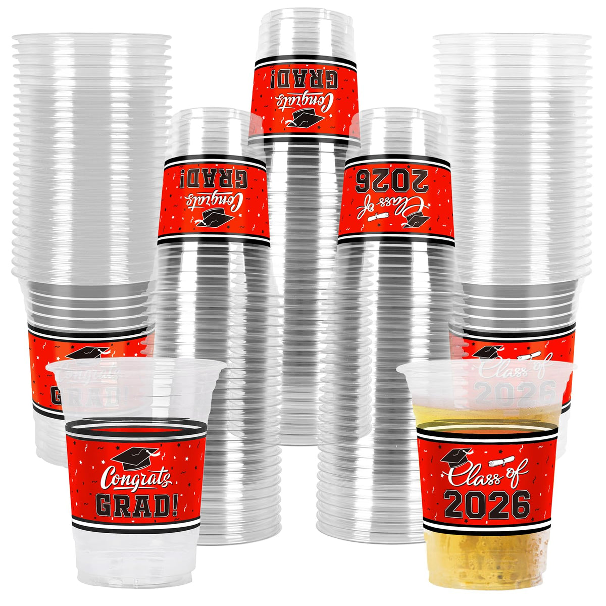 Gatherfun Class of 2026 red 16 oz cups for festive graduation toasts.