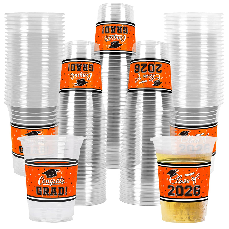 Gatherfun class of 2026 graduation cups in bright orange with 16oz capacity.