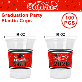 Gatherfun cups featuring congrats grad slogans for party ambiance.