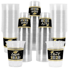 Gatherfun graduation cups 16oz black and gold for sturdy party serving