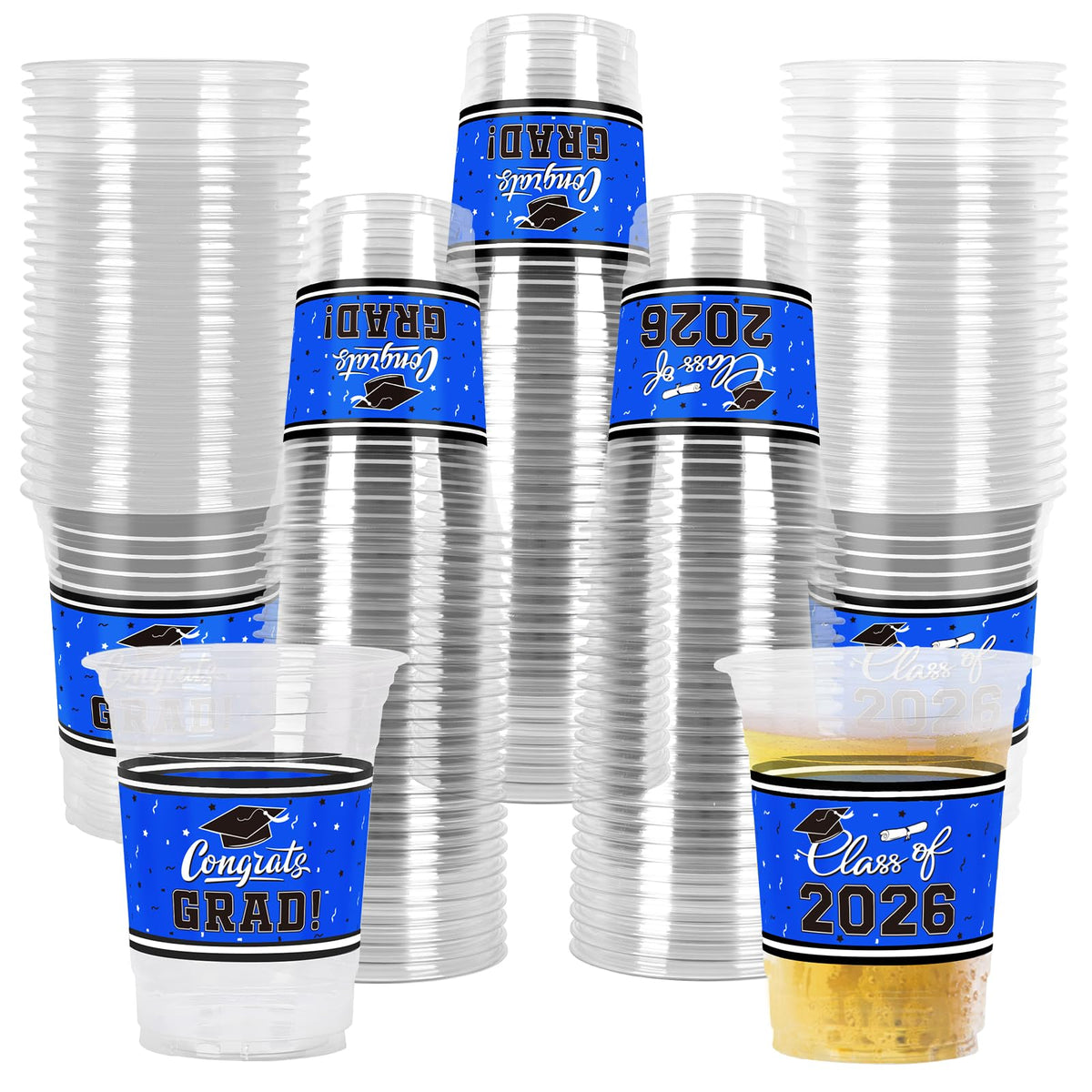 Gatherfun graduation cups 16oz blue for easy serving and festive table styling.