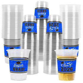Gatherfun graduation cups 16oz blue for easy serving and festive table styling.