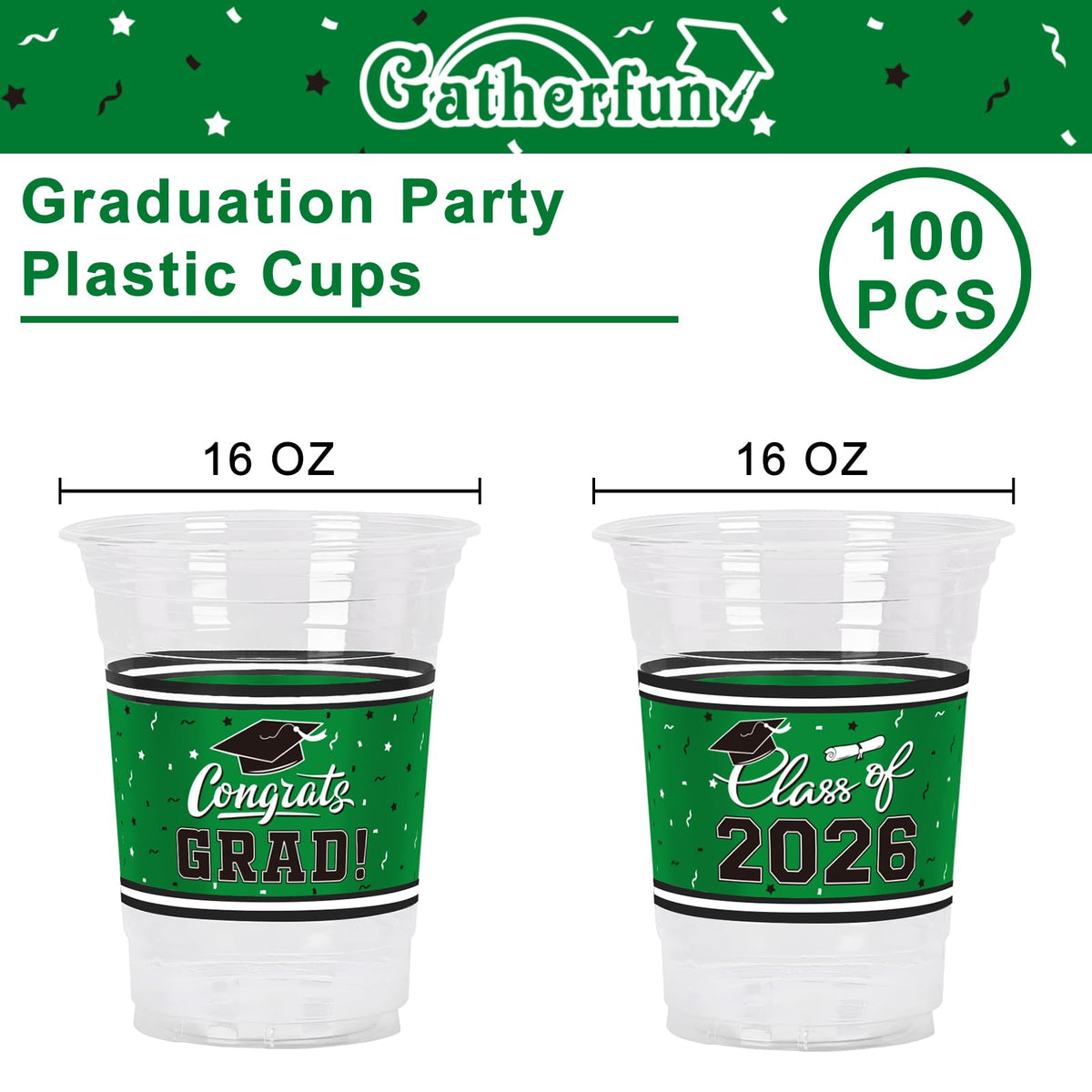 Gatherfun graduation cups featuring hats and scrolls for vibrant ceremonies.