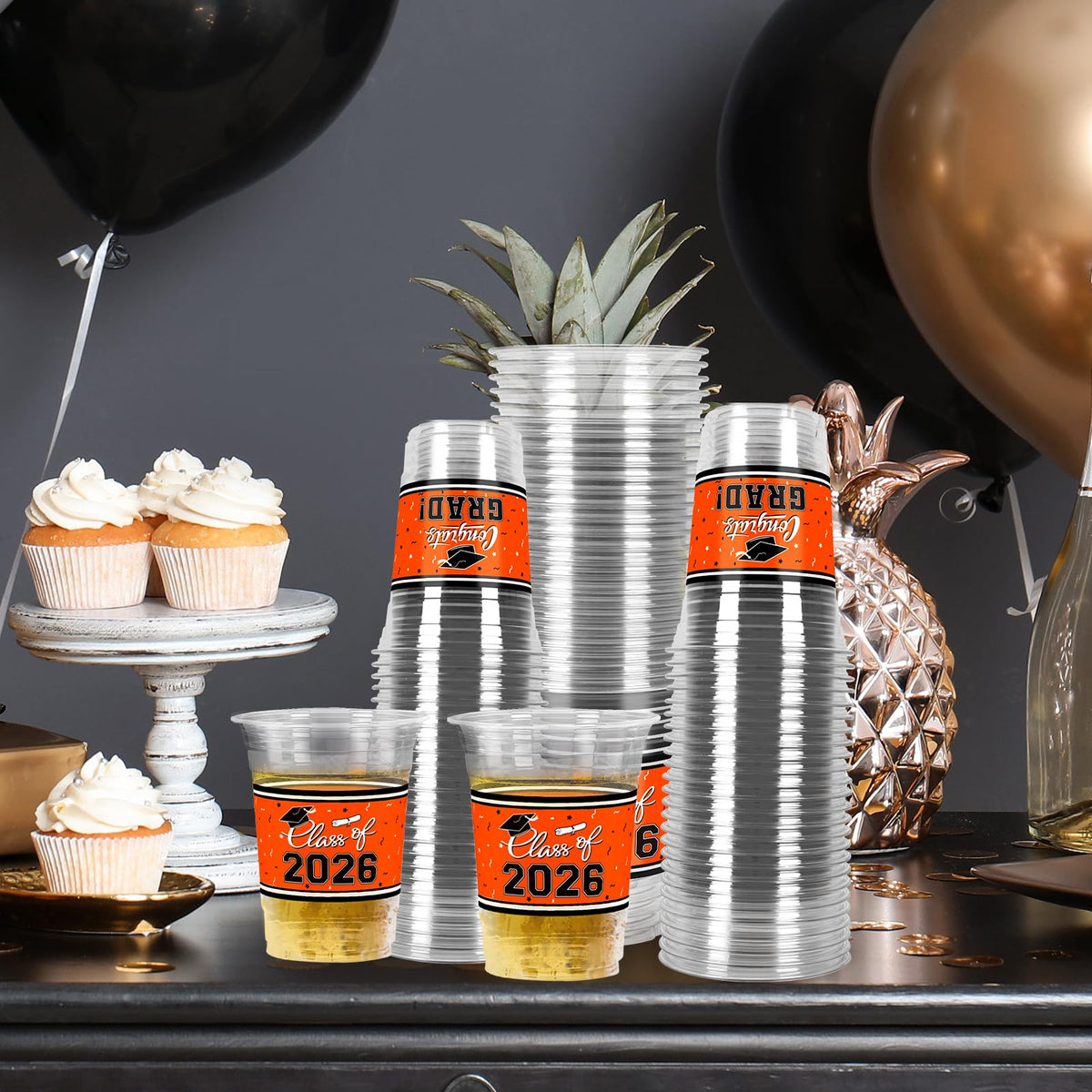 Gatherfun orange 16oz cups ideal for cocktails, beer, and mocktails.