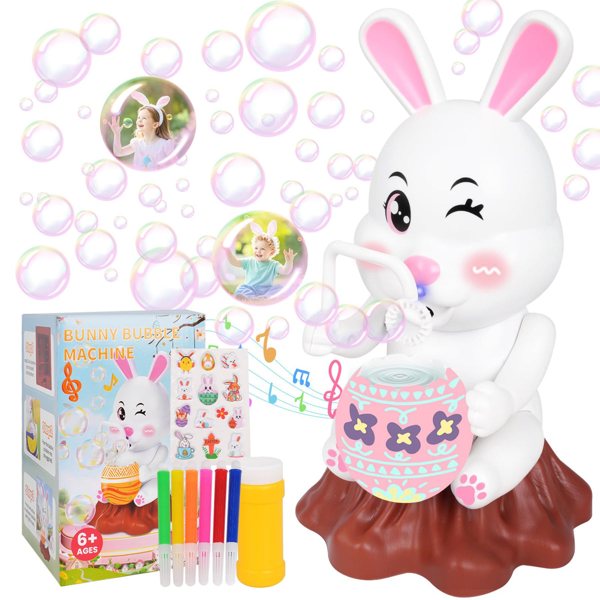 GAWYOEX Easter Bubbles Bunny Machine creates playful bubbles for Easter fun