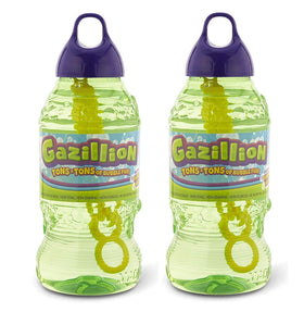Gazillion Bubbles 2L bottle of eco-friendly bubble solution ready for outdoor play