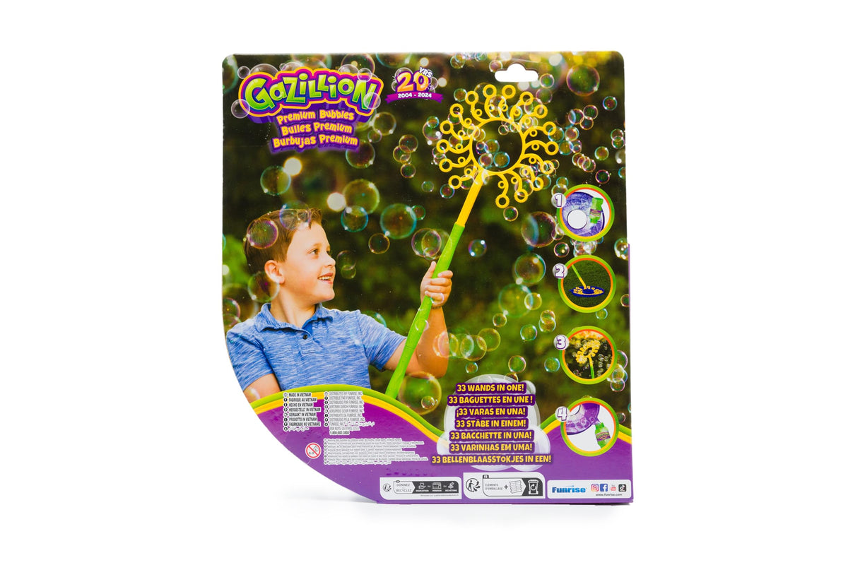 Gazillion Mega-Zillion Bubble showcase with abundant bubbles in sunlight.
