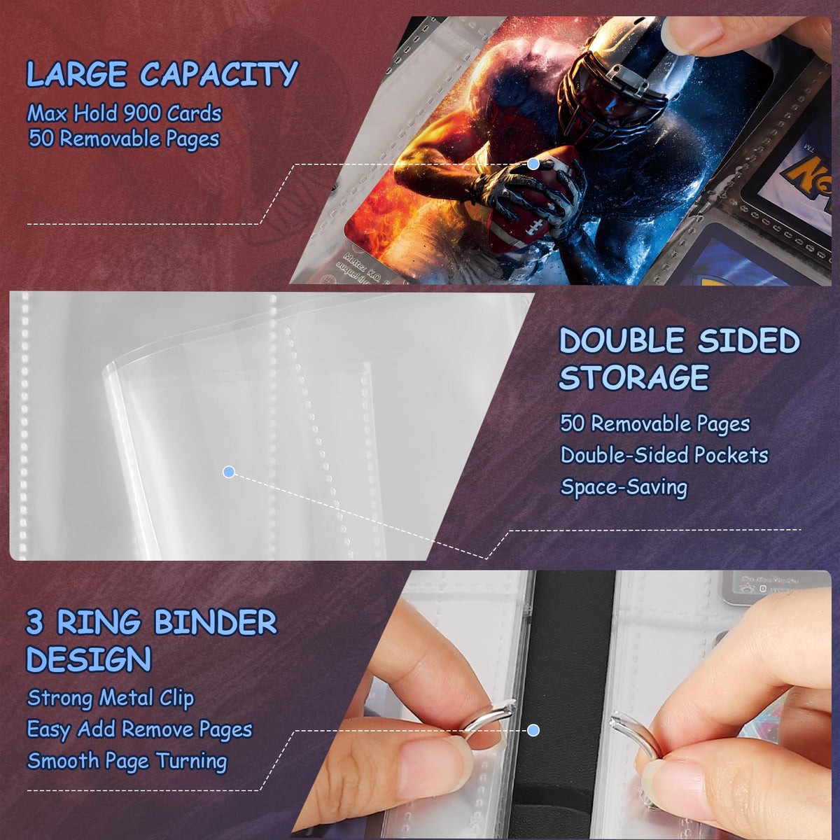 Gbchais opened-pages reveal high-transparency sleeves for viewing cards without removal
