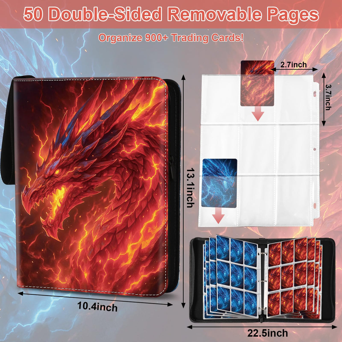 Gbchais Dragon binder closed with zipper for dust protection and security.