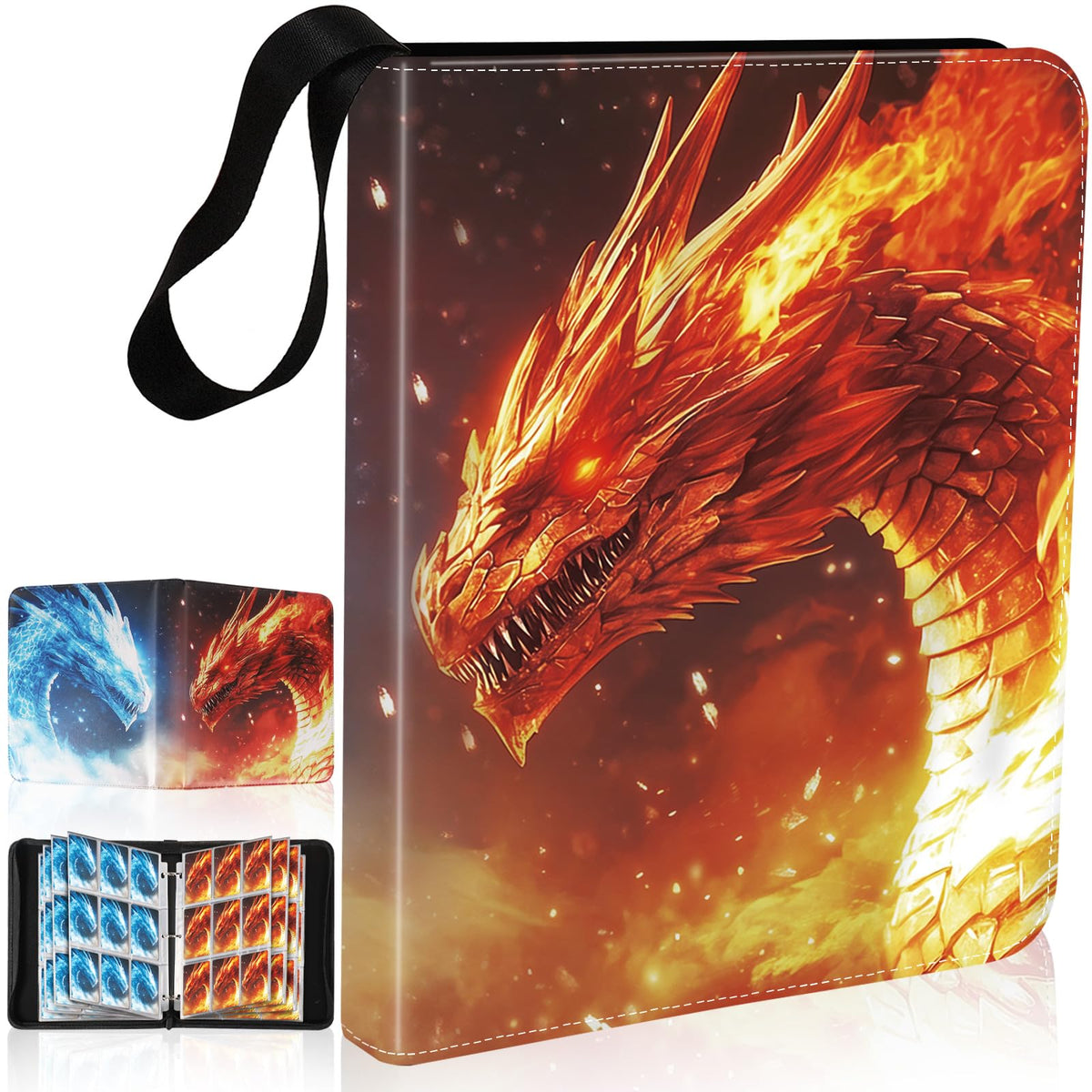 Gbchais Fire & Ice Dragon binder front cover with waterproof leather for all-weather protection