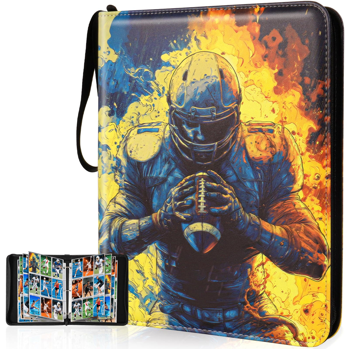 Gbchais football card binder 9-pocket cover keeps cards organized and protected.