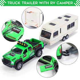 G.C 4 Pack Pickup Truck Trailer Toys: trucks with opening doors for accessible interiors.