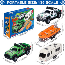 G.C 4 Pack Pickup Truck Trailer Toys: light and sound effects enhance pretend play.
