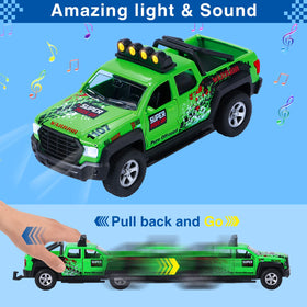 G.C 4 Pack Pickup Truck Trailer Toys: white truck with life boat supports cooperative play.