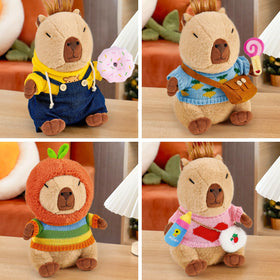 G.C capybara plush with overalls and bags for creative storytelling