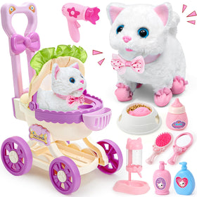 G.C cat toys: cat walks and meows for imaginative play and nurturing.