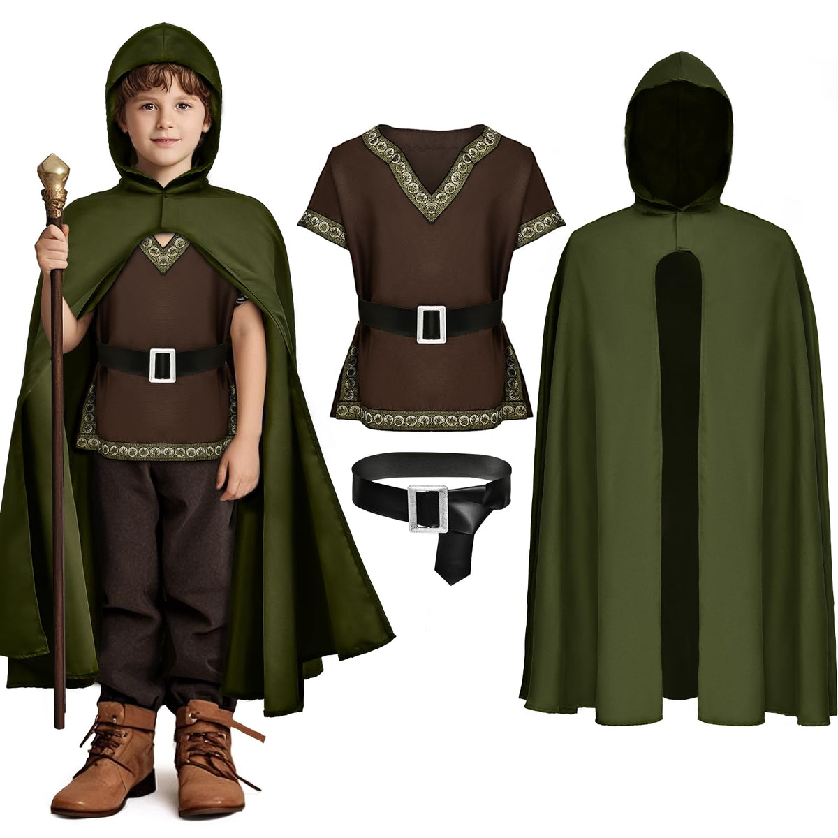 G.C Kids Renaissance cloak close-up showing detailed stitching for authentic medieval flair