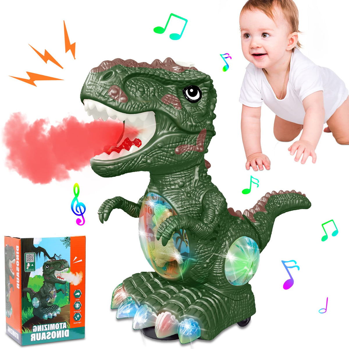 Compact 9.5-inch height and 6.4-inch length of the GDBAQAN dinosaur toy