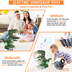 Two play modes on the GDBAQAN dinosaur toy for quiet or active fun