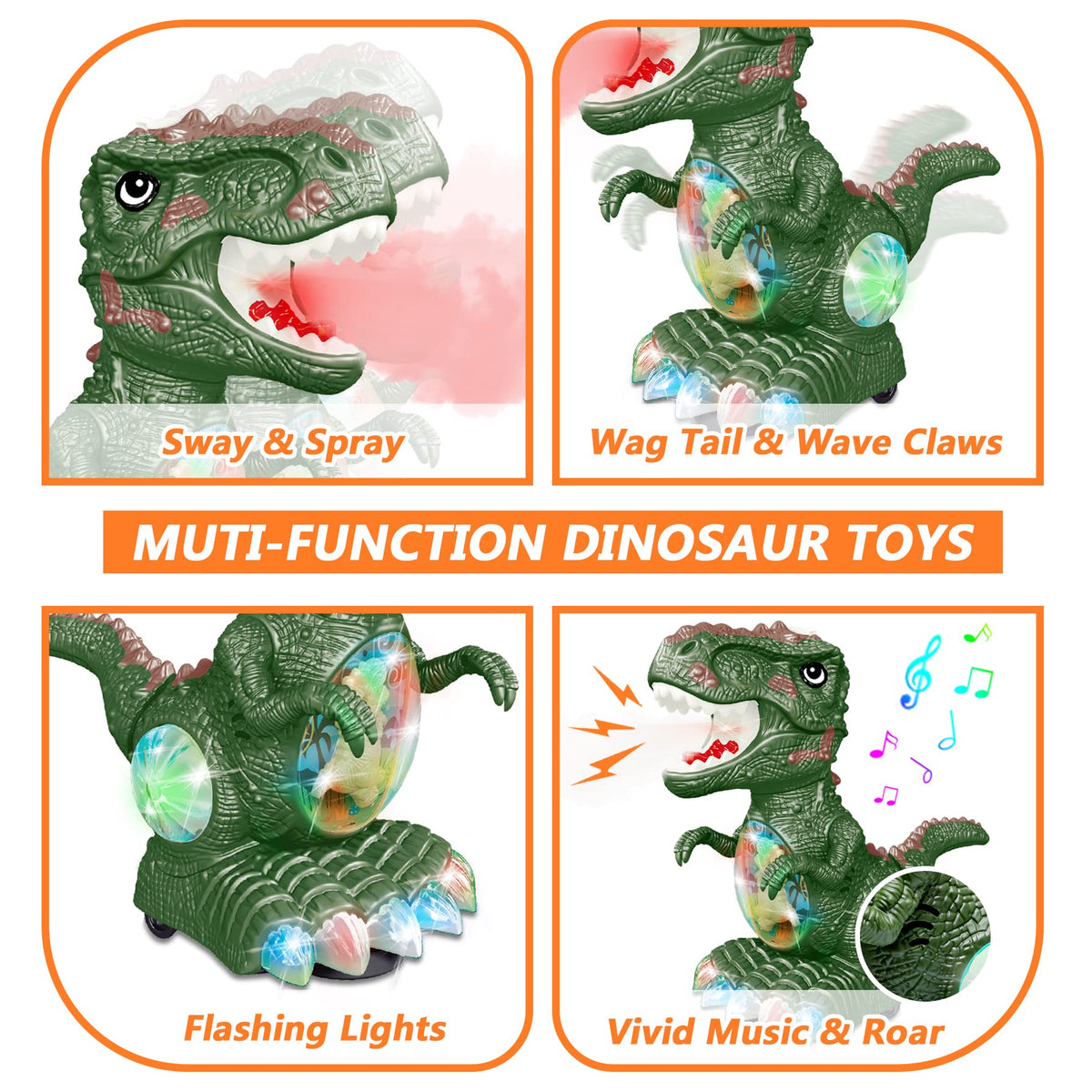 Spray mist function adds realistic water effect to the GDBAQAN dinosaur toy