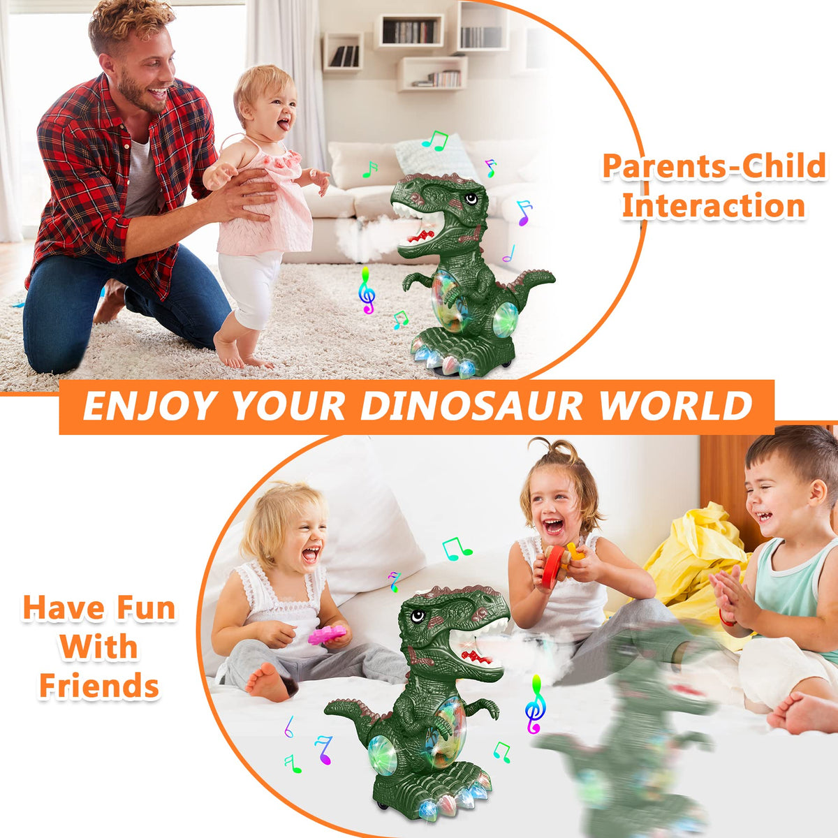 Water bottle and spray feature of the GDBAQAN dinosaur toy for dynamic play