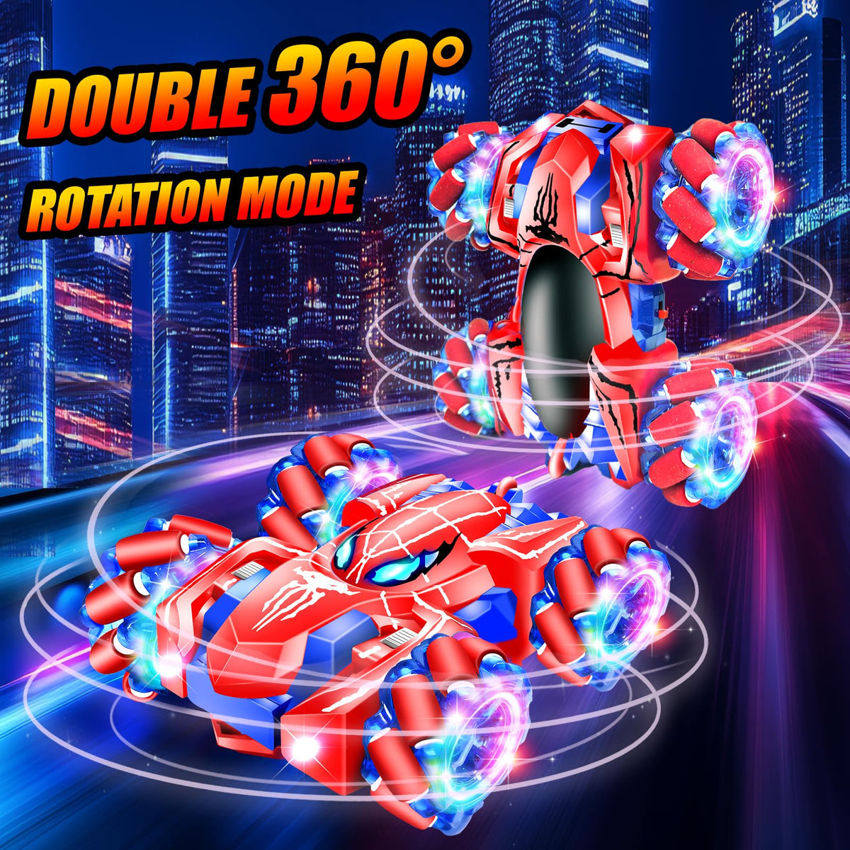 GDRic Spider RC Car with LED lights for nighttime and indoor fun
