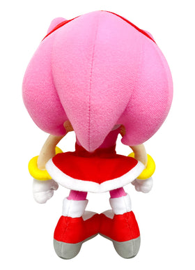 GE Animation Amy Rose 9-inch plush, soft and huggable, ideal for Sonic fans.