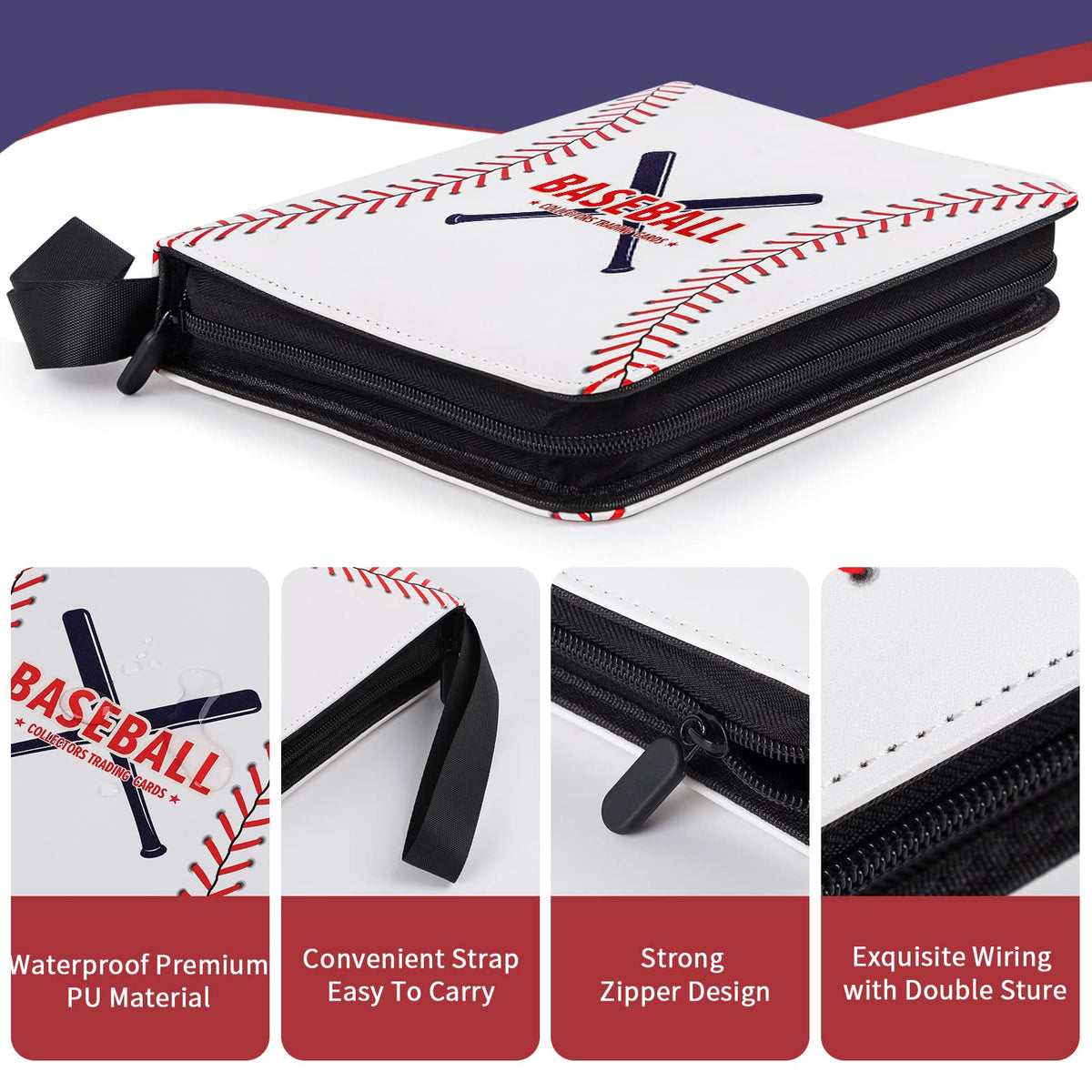 GEAGMAGC premium PU leather cover with baseball pattern adds style.