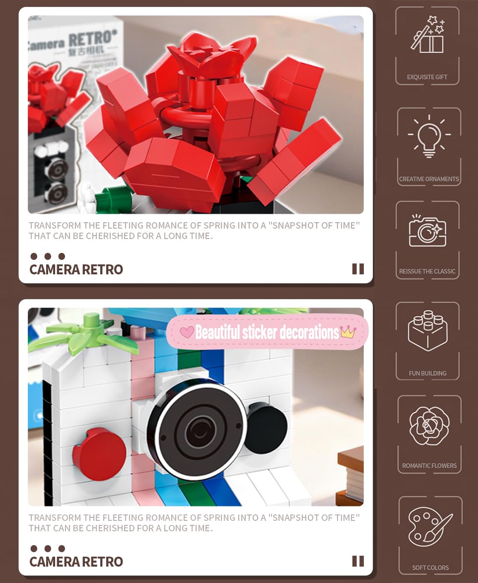 Gearblox floral camera close-up view reveals precise micro-block construction and color accuracy.