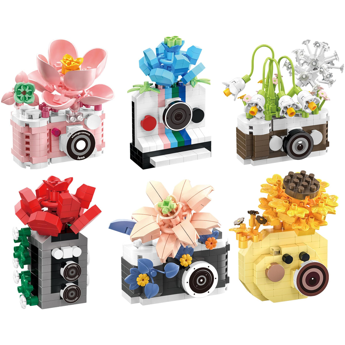 Gearblox mini flower camera hibiscus display piece adds natural charm to your desk.