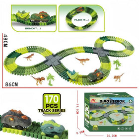GearVibe dinosaur race track play promoting solo and group play sessions.